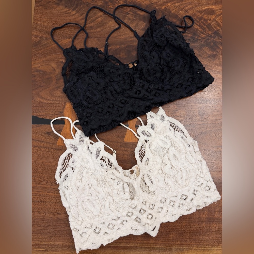 Black and White Lace Free People Bralette Set